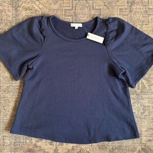 Anthropology navy blue top